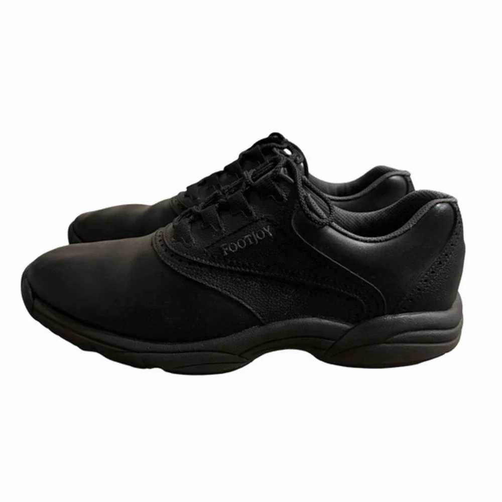 FootJoy FJ GreenJoys Golf Shoes Men's‎ 10.5M Black Leather Oxford Spiked 45449